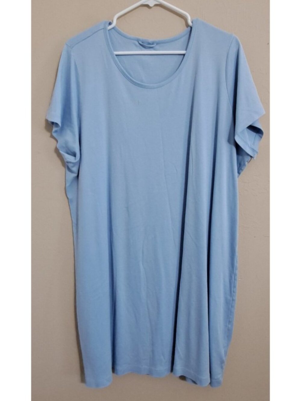 Lands' End Women's 3X Blue Supima Cotton Short Sleeve Sleep Shirt FLAWS